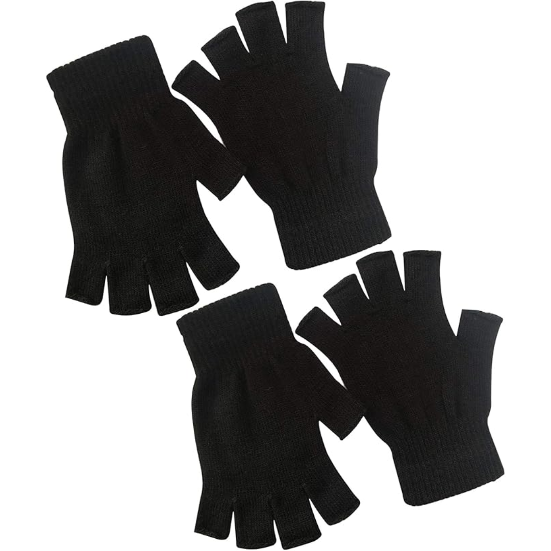 2 Paar gestrickte fingerlose Winterhandschuhe