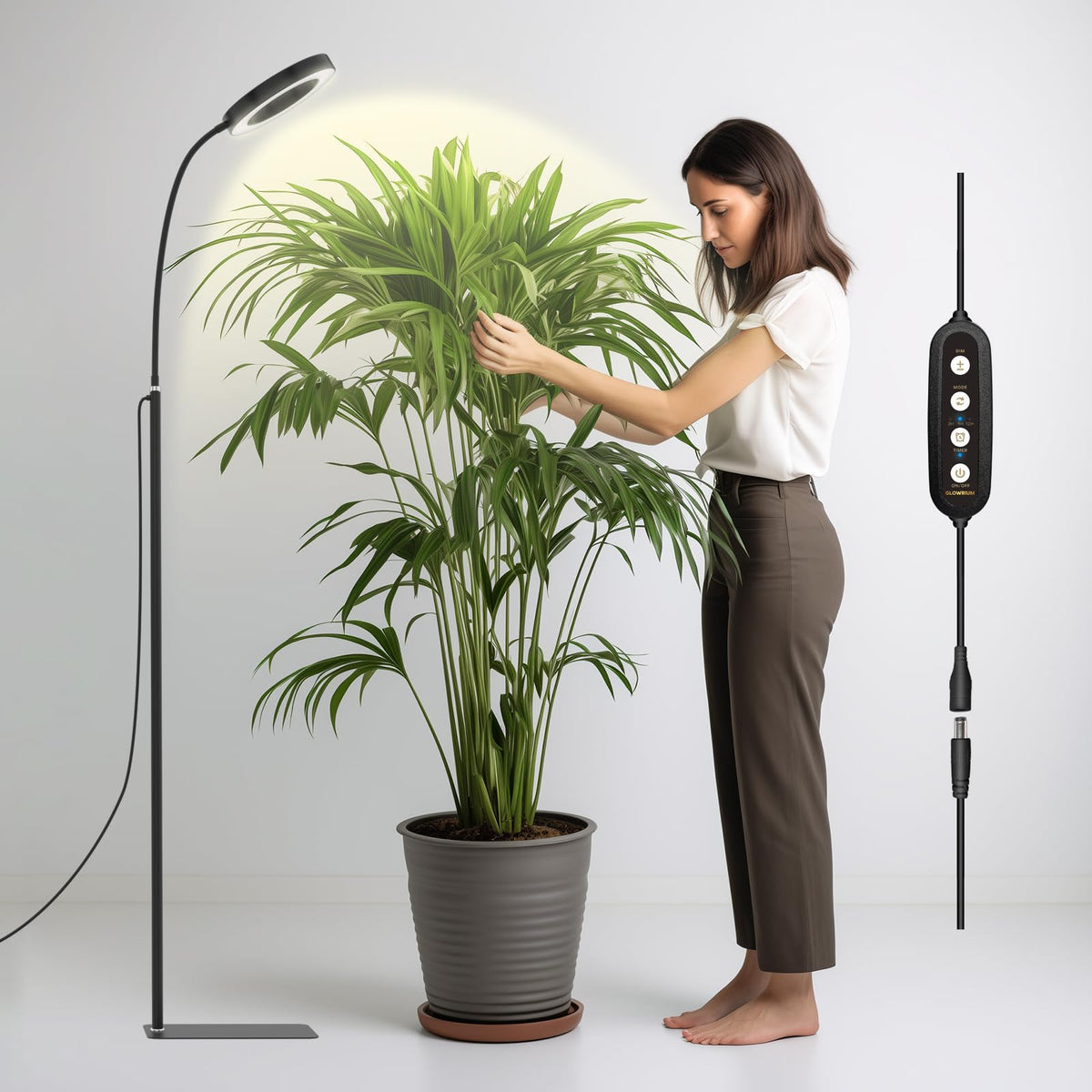 20W Vollspektrum-LED-Pflanzenlampe mit Standfuss für Zimmerpflanzen – mit einstellbarer Helligkeit und Timer