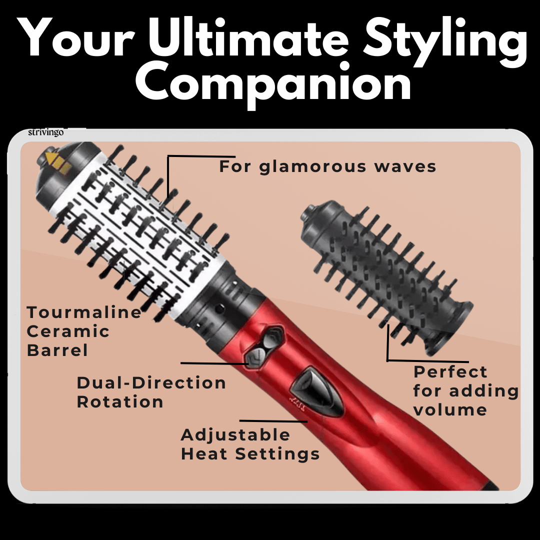 3-in-1 Haartrockner und Haarstyler mit Rotationsfunktion und Temperaturregelung für einfaches Locken und Wellen