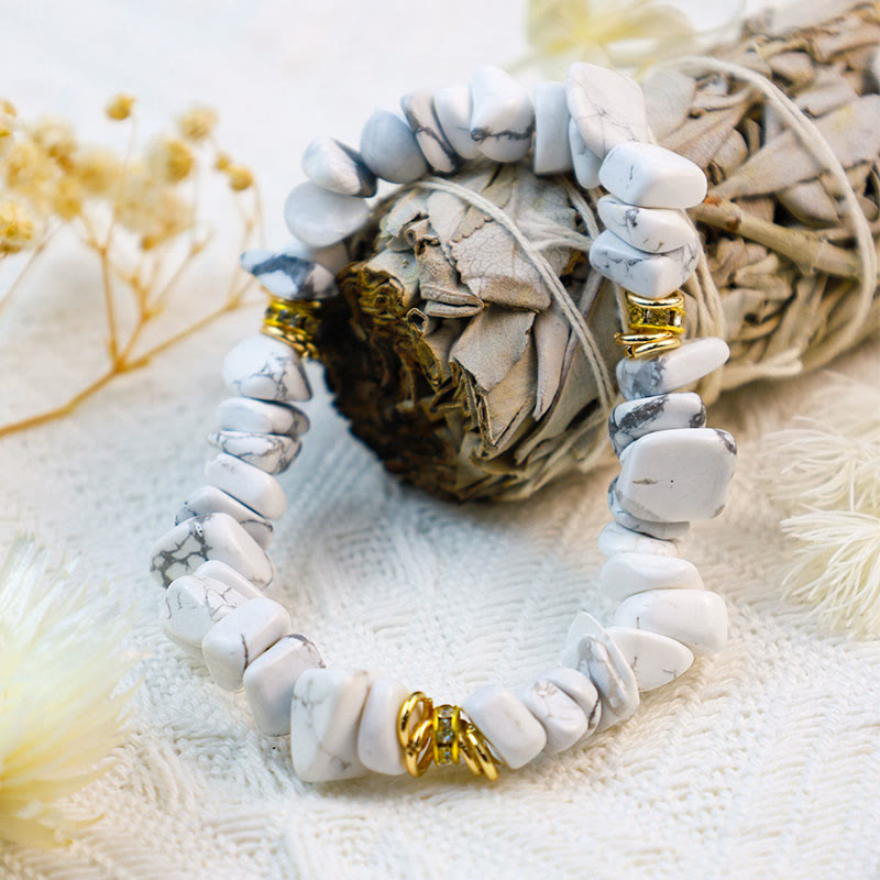 Verstellbares Damen-Mineralkristall-Perlenarmband