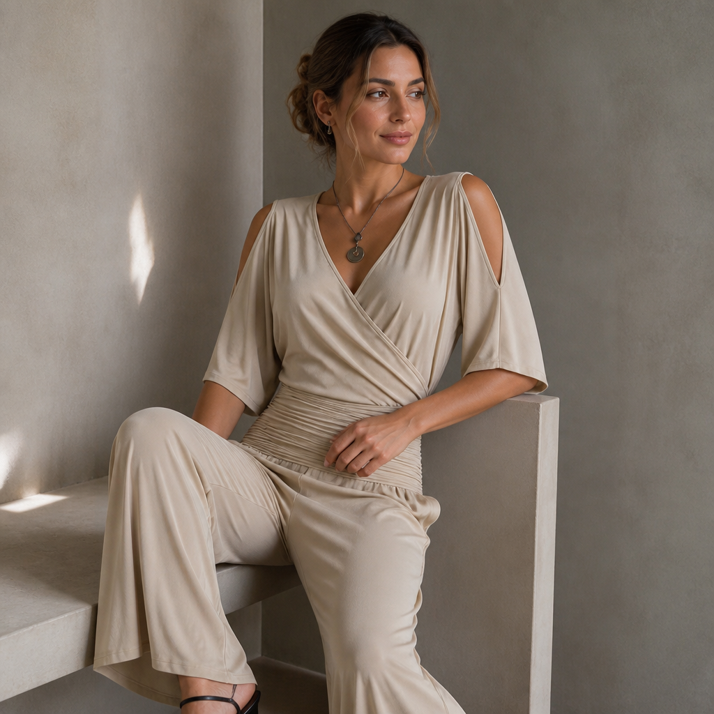 Jumpsuit in Wickeloptik mit tailliertem Schnitt