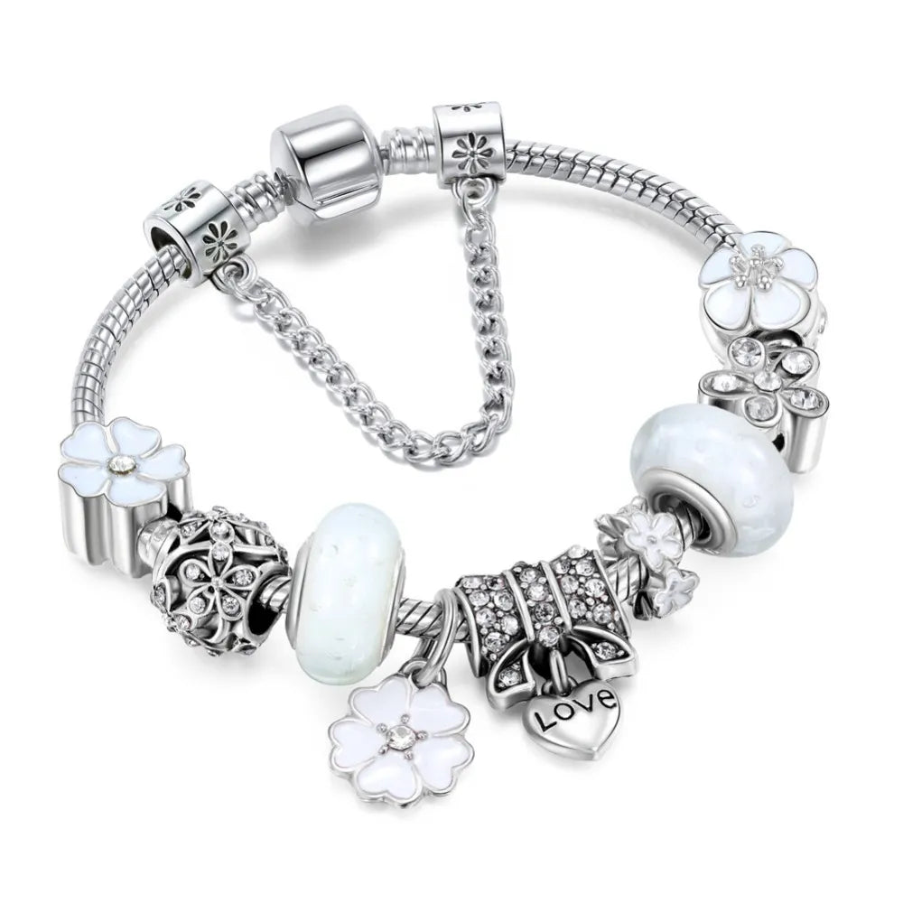 Pfirsichblüten-Charm-Armband | Elegantes und feines Design