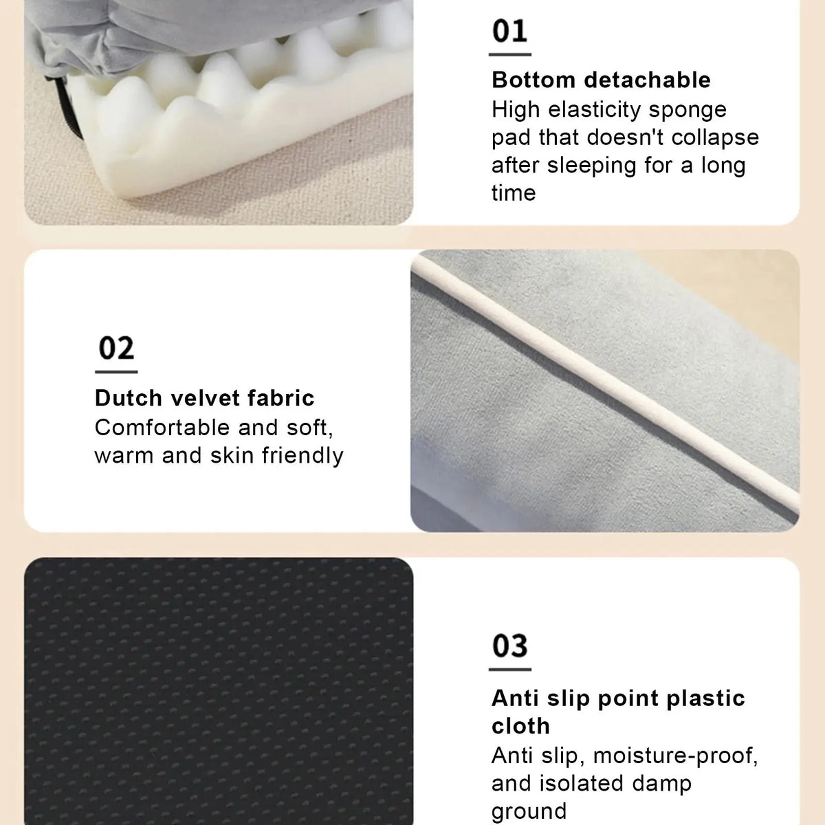 Samtig weiches, bequemes Haustierbett mit Kissen und Rand