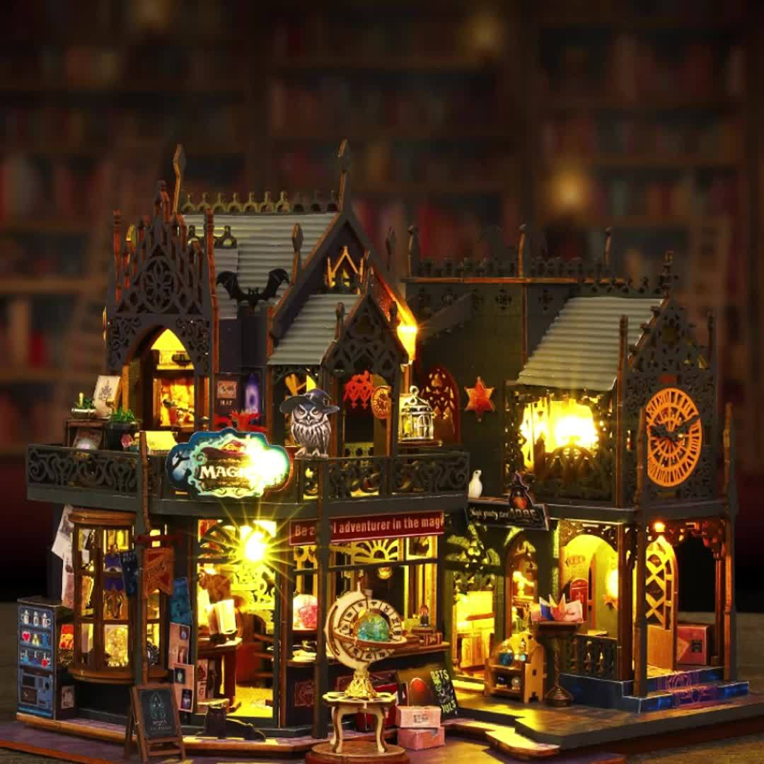 Bezauberndes Bücherhaus – 3D-Holzpuzzle mit magischer Beleuchtung