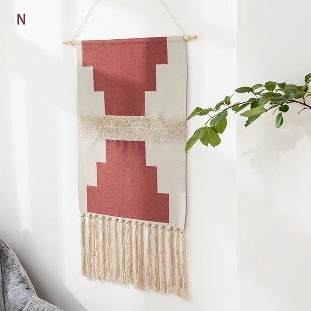 Boho geometrische Wanddekoration mit Fransen