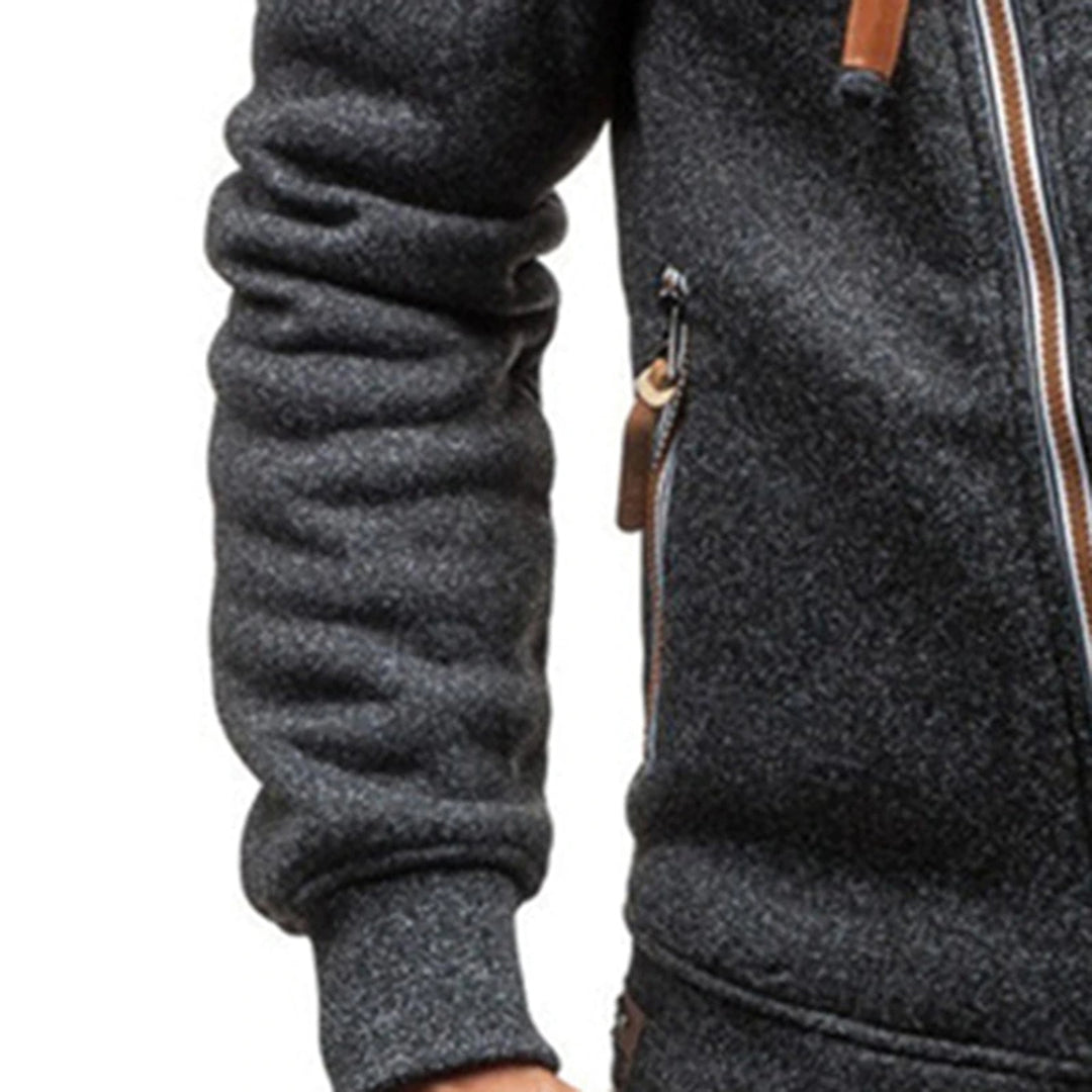 Fleece-Kapuzenjacke mit Reissverschluss für Herren
