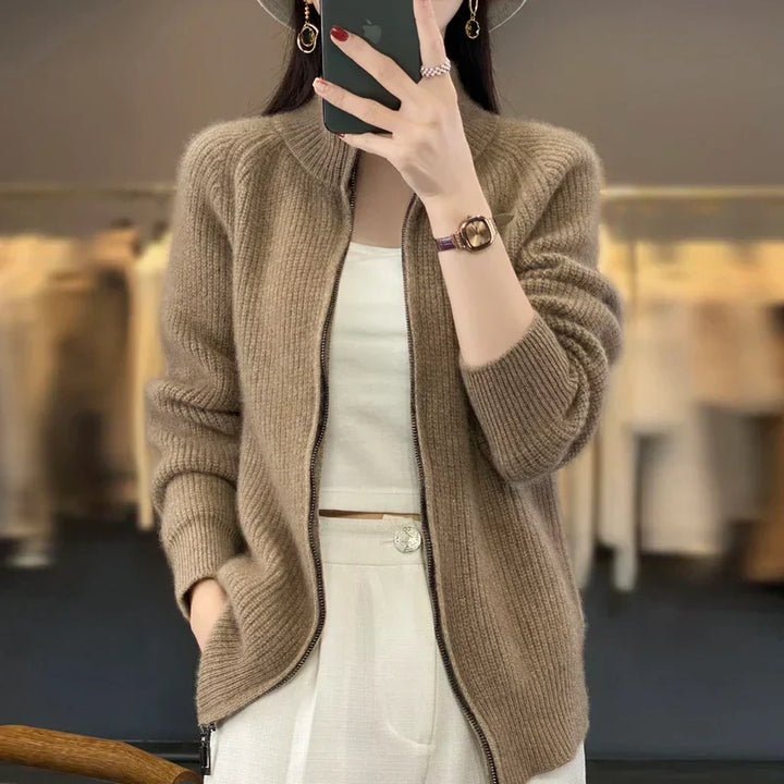 Damen-Strickjacke mit Reissverschluss