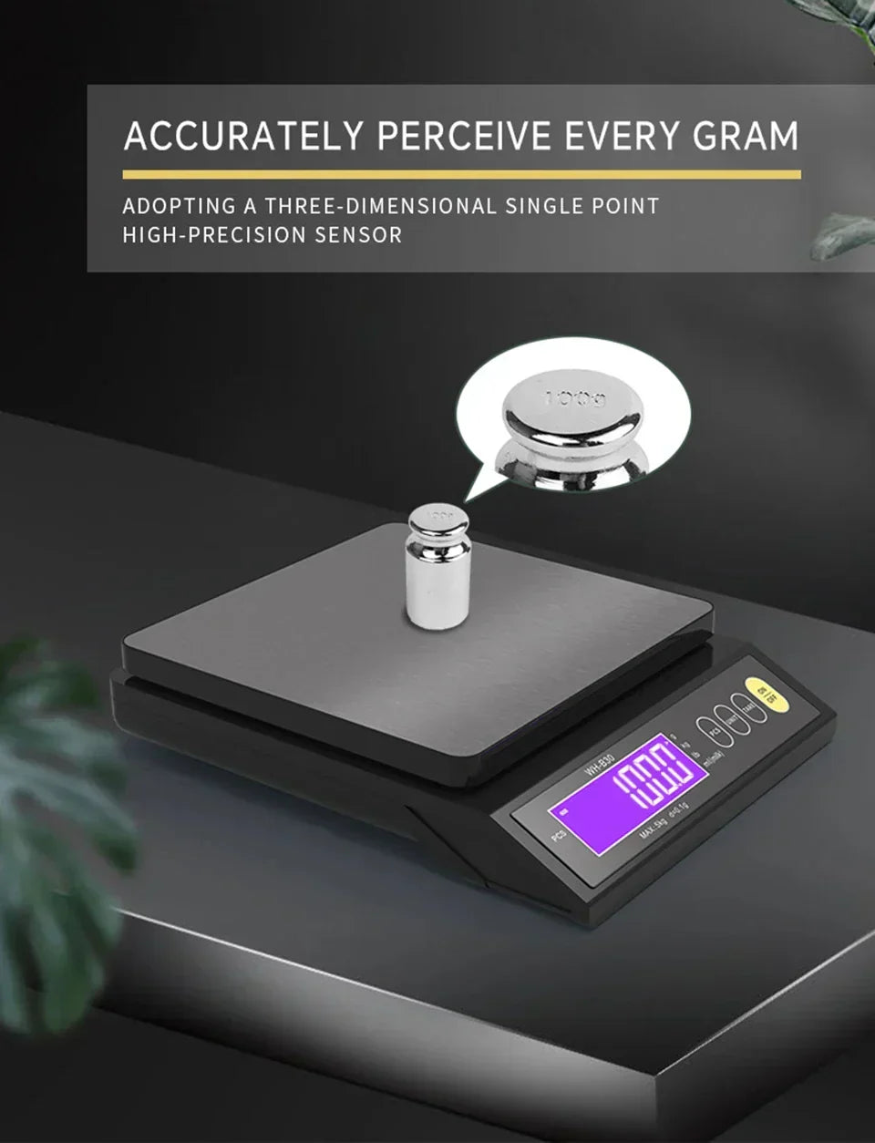 Digitale elektronische Küchenwaage 5 kg/0,1 g und 10 kg/1 g, LCD-Display, vollständig wasserdichtes Edelstahl-Backwerkzeug