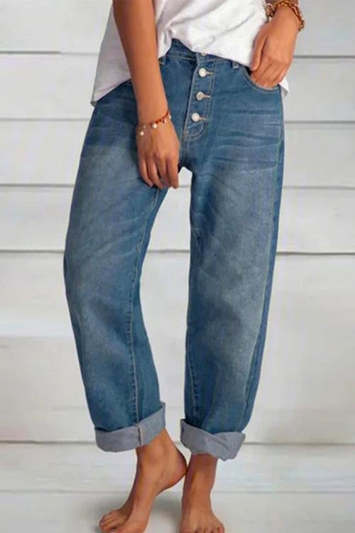 Damen-Boyfriend-Jeans mit geradem Bein