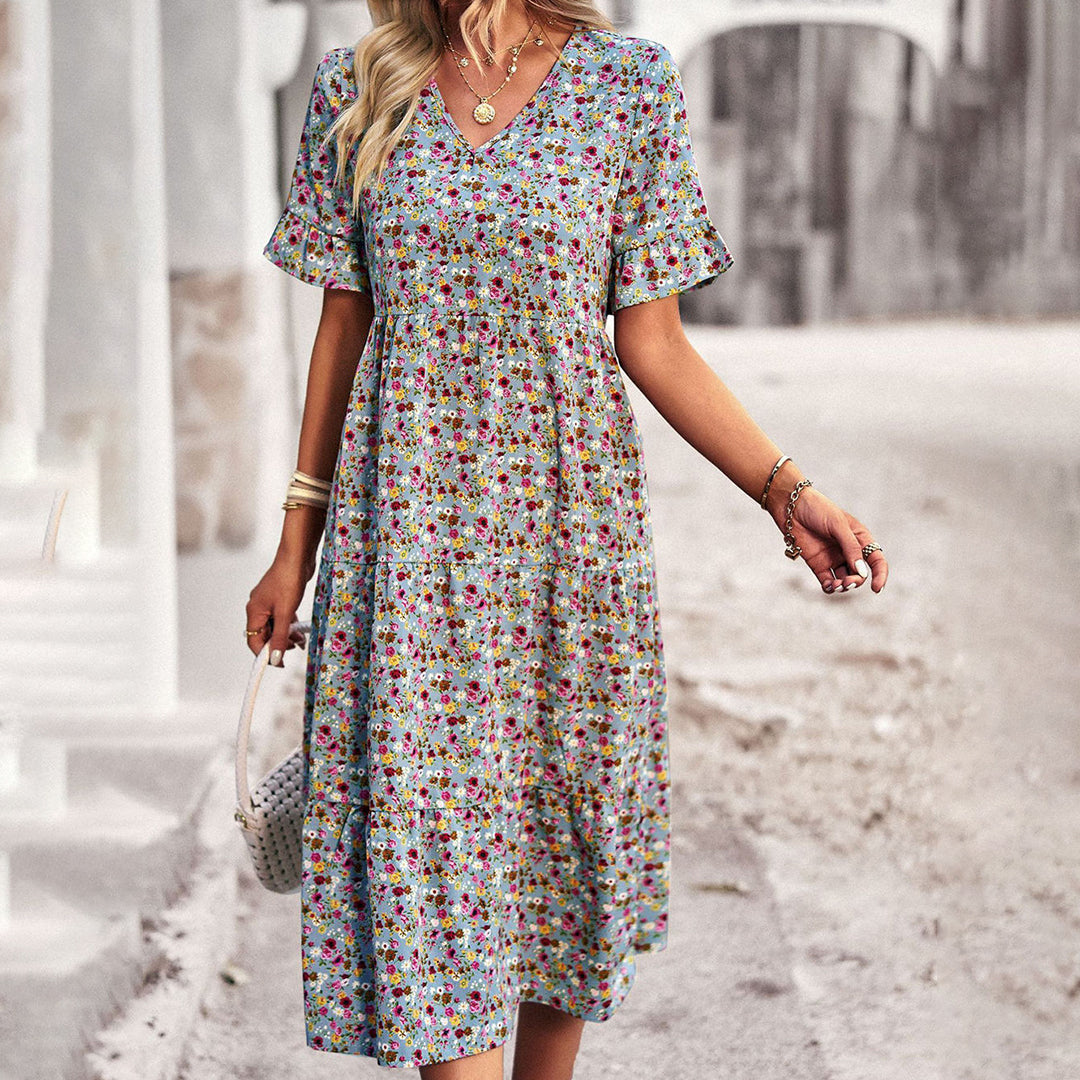 Elegantes Sommer-Midikleid mit Blumenmuster für Damen