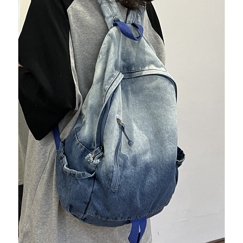Jeans-Schultasche mit Stern-Applikation für den täglichen Gebrauch
