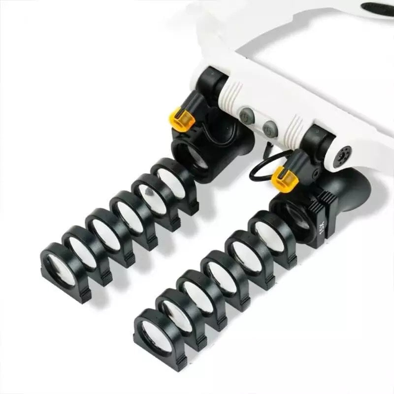 Kopflupe Juwelier-Lupenbrille mit 8 Linsen und LED-Beleuchtung