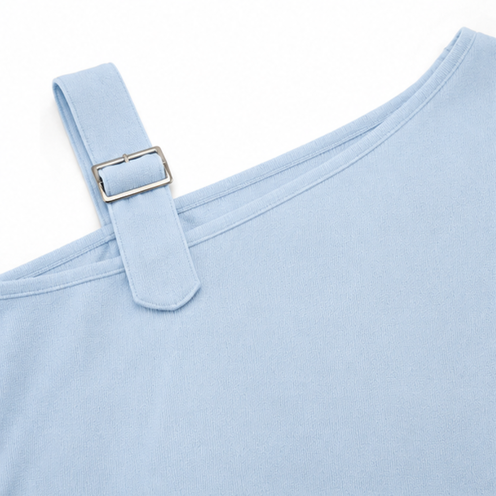 Set aus One-Shoulder-Oberteil und Hose mit weitem Bein