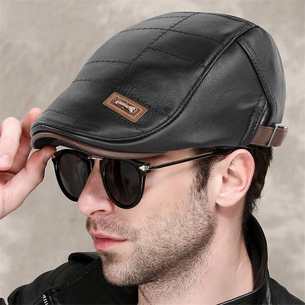 Herren Flatcap – Vintage Flatcap im Newsboy-Stil mit Ziernähten und verstellbarem Riemen für den Alltag