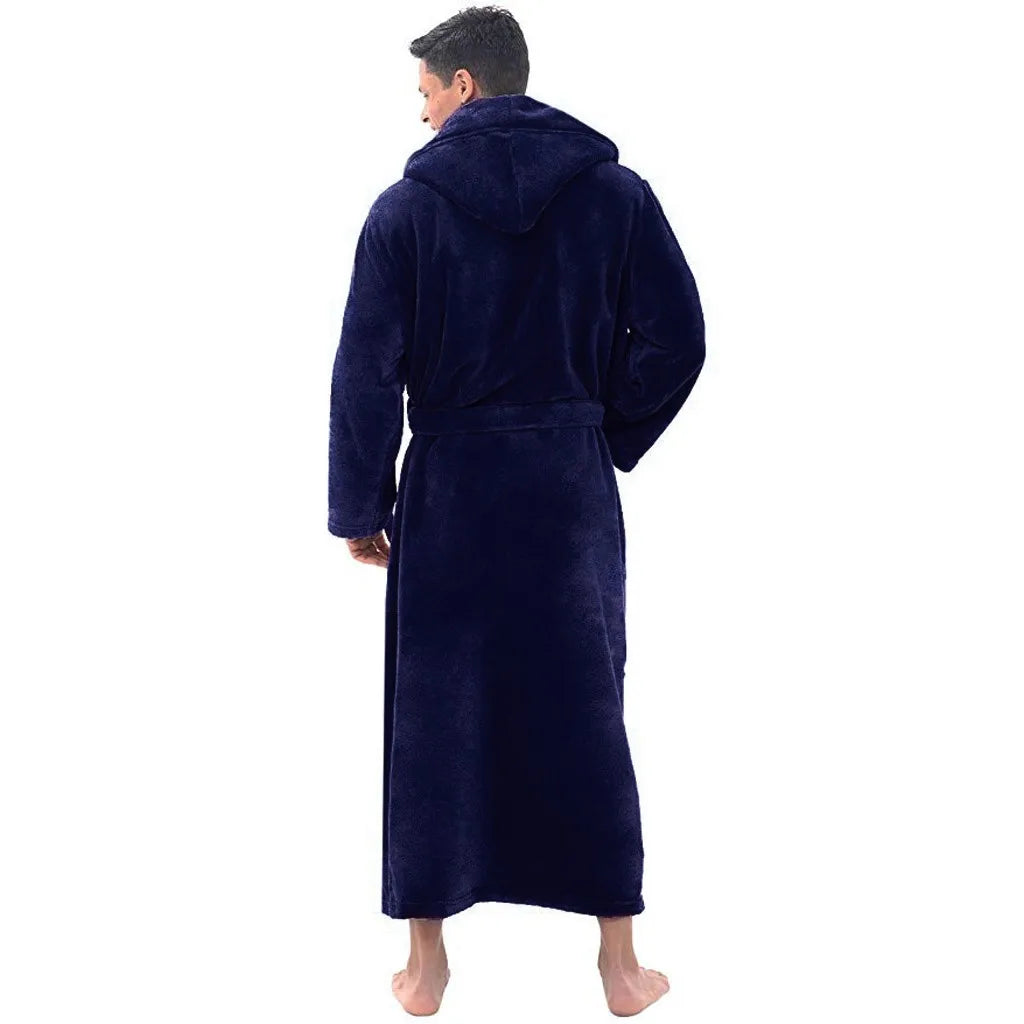Herren-Fleece-Bademantel mit Kapuze