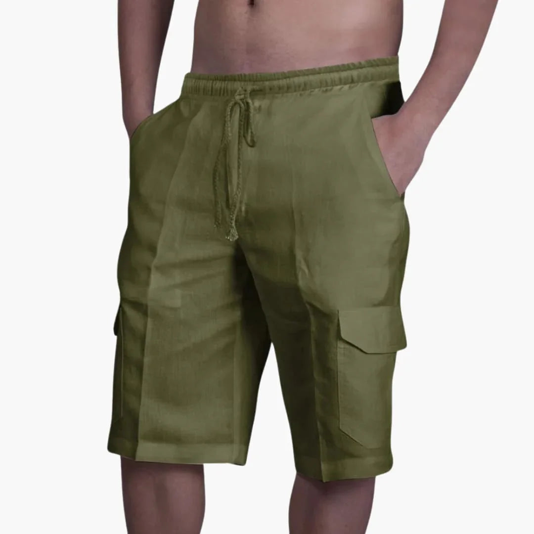Herren Sommer Cargo-Shorts mit Kordelzug und Taschen