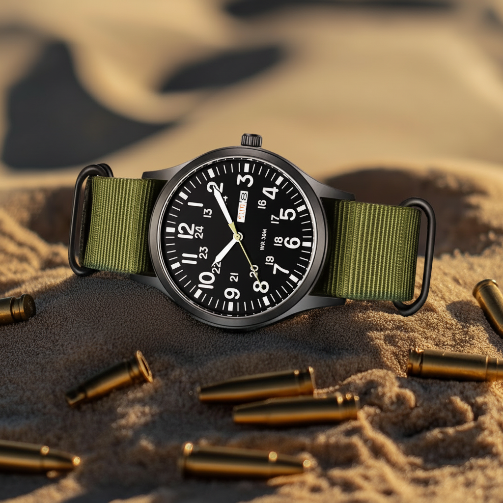 Herren-Outdoor-Armbanduhr mit wasserdichten und kratzfesten Eigenschaften – mit langlebigem Edelstahlgehäuse und Nylonarmband