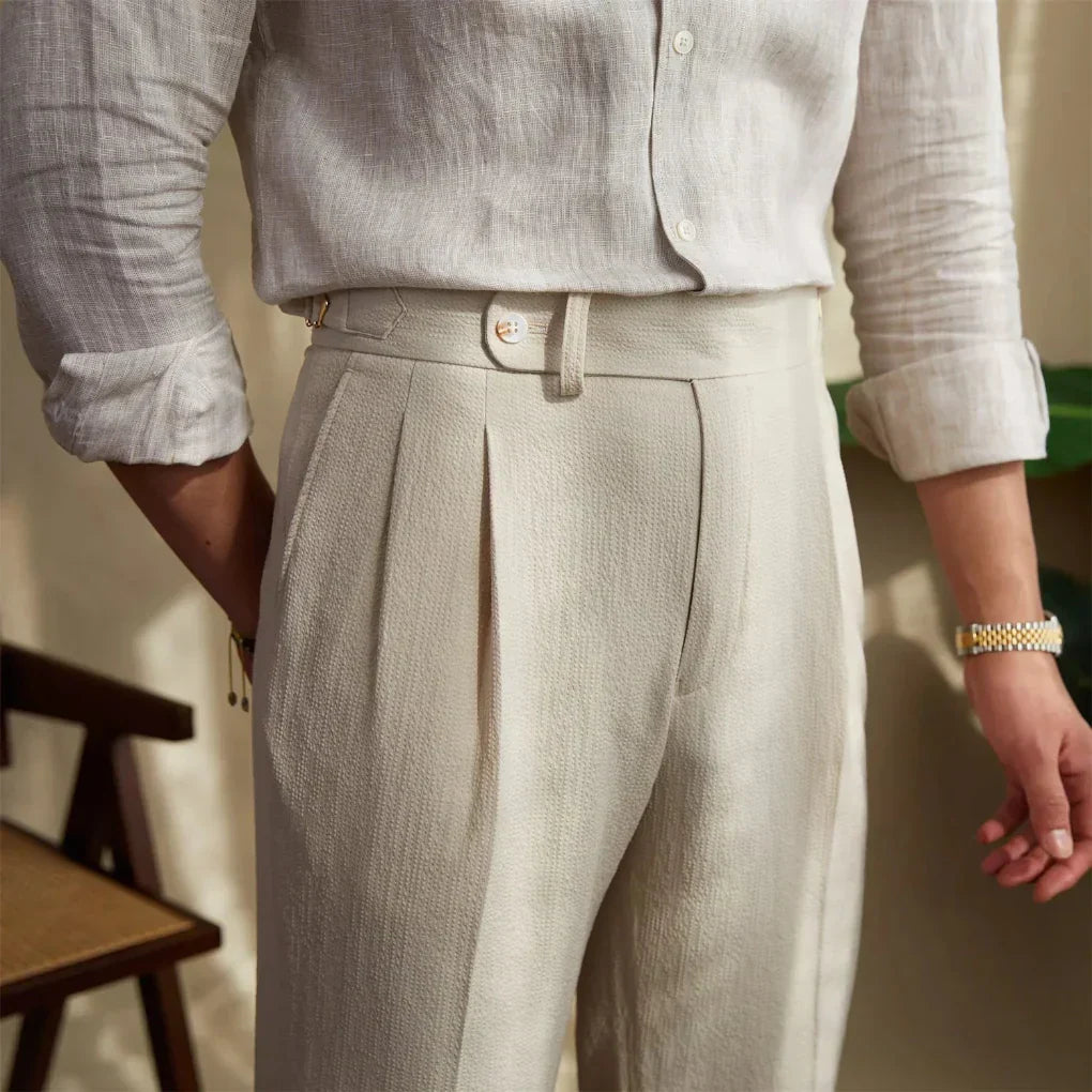 Elegante Herren-Faltenhose mit massgeschneiderter Passform