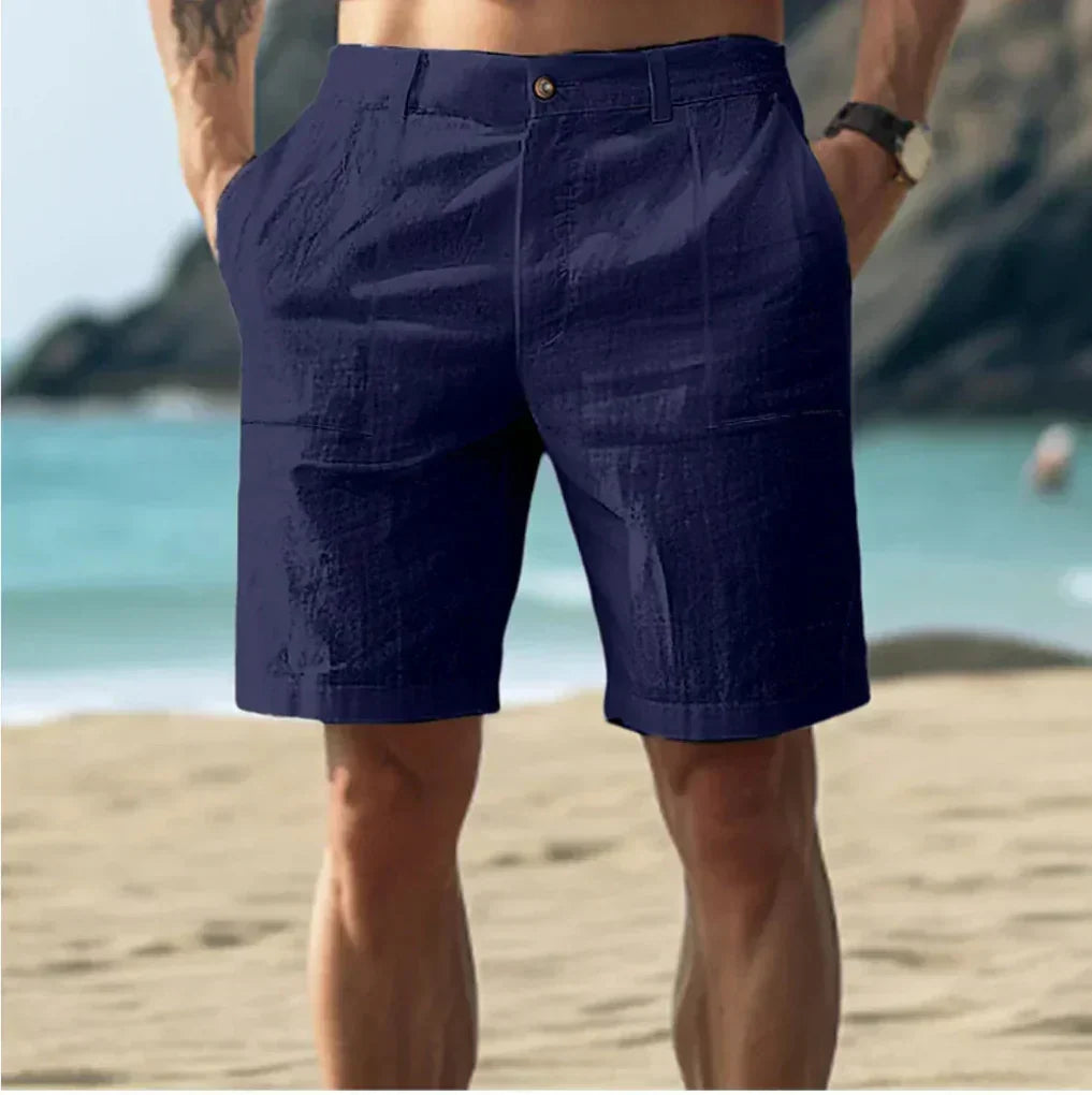 Herren-Leinenshorts mit Kordelzug