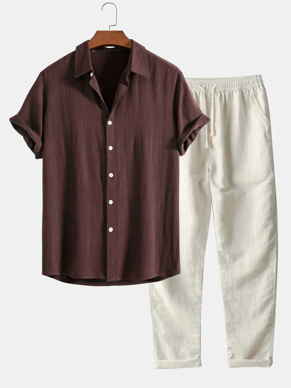 Herren Leinenhemd und Schnürhose Set