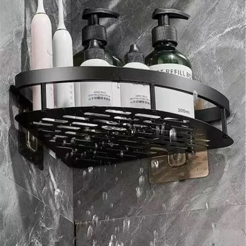 Ohne Bohren montierbares Aluminium-Eckregal für das Badezimmer