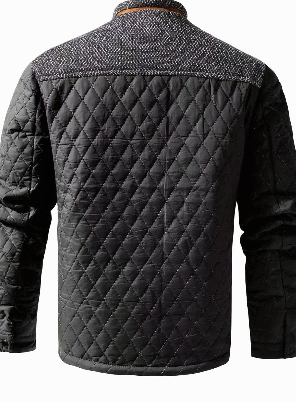 Gefütterte Herren-Steppjacke mit Stehkragen und Druckknopfleiste