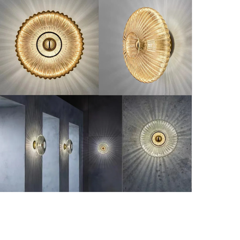 Glas-Wandleuchte mit wellenförmigem Licht