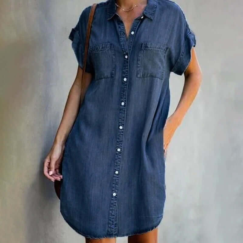 Damen-Jeans-Minikleid mit Knöpfen