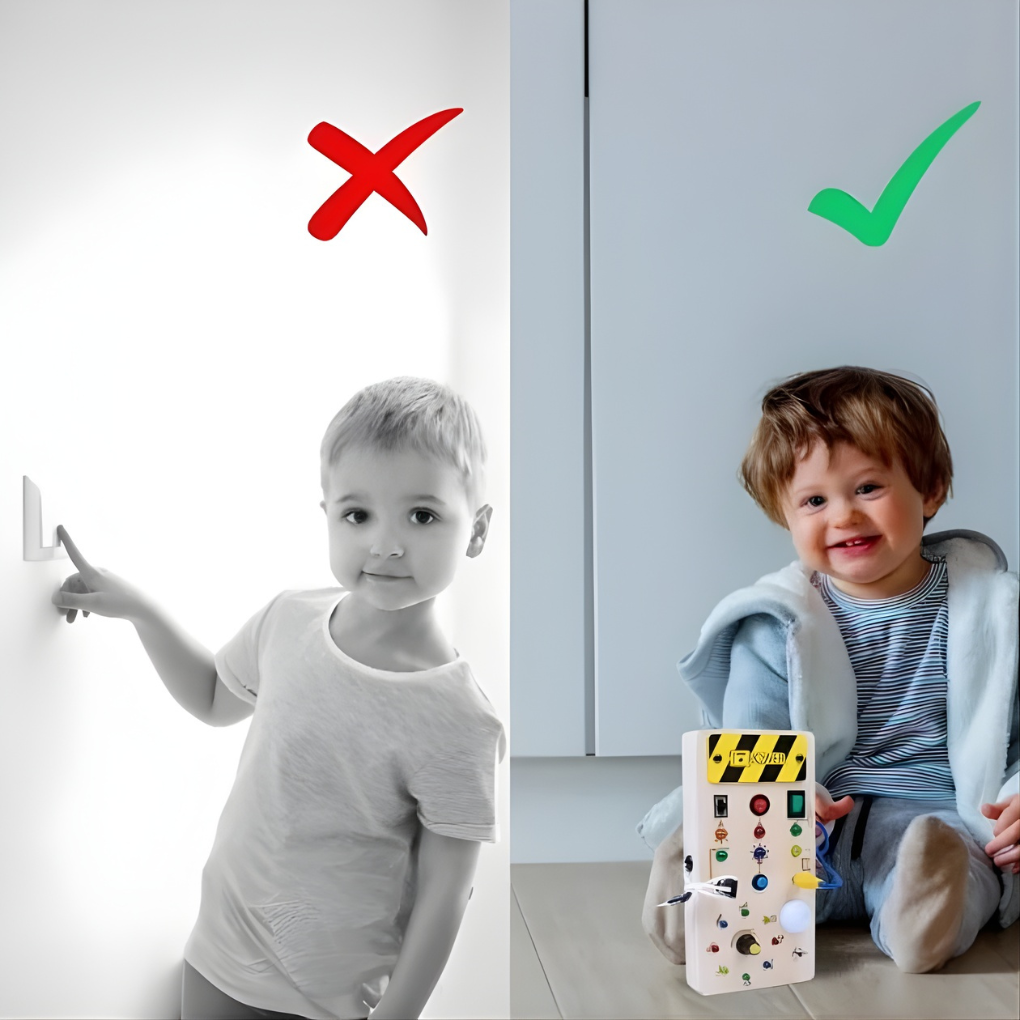 Kinder LED Busyboard Spielzeug mit Knöpfen und Schaltern