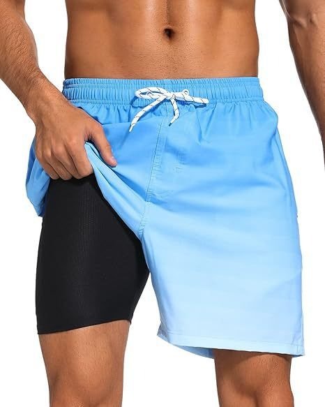 Schnelltrocknende Herren-Badehose mit Kompressions-Innenhose