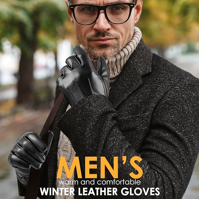 Winterhandschuhe aus Spaltleder mit Touchscreen-Funktion