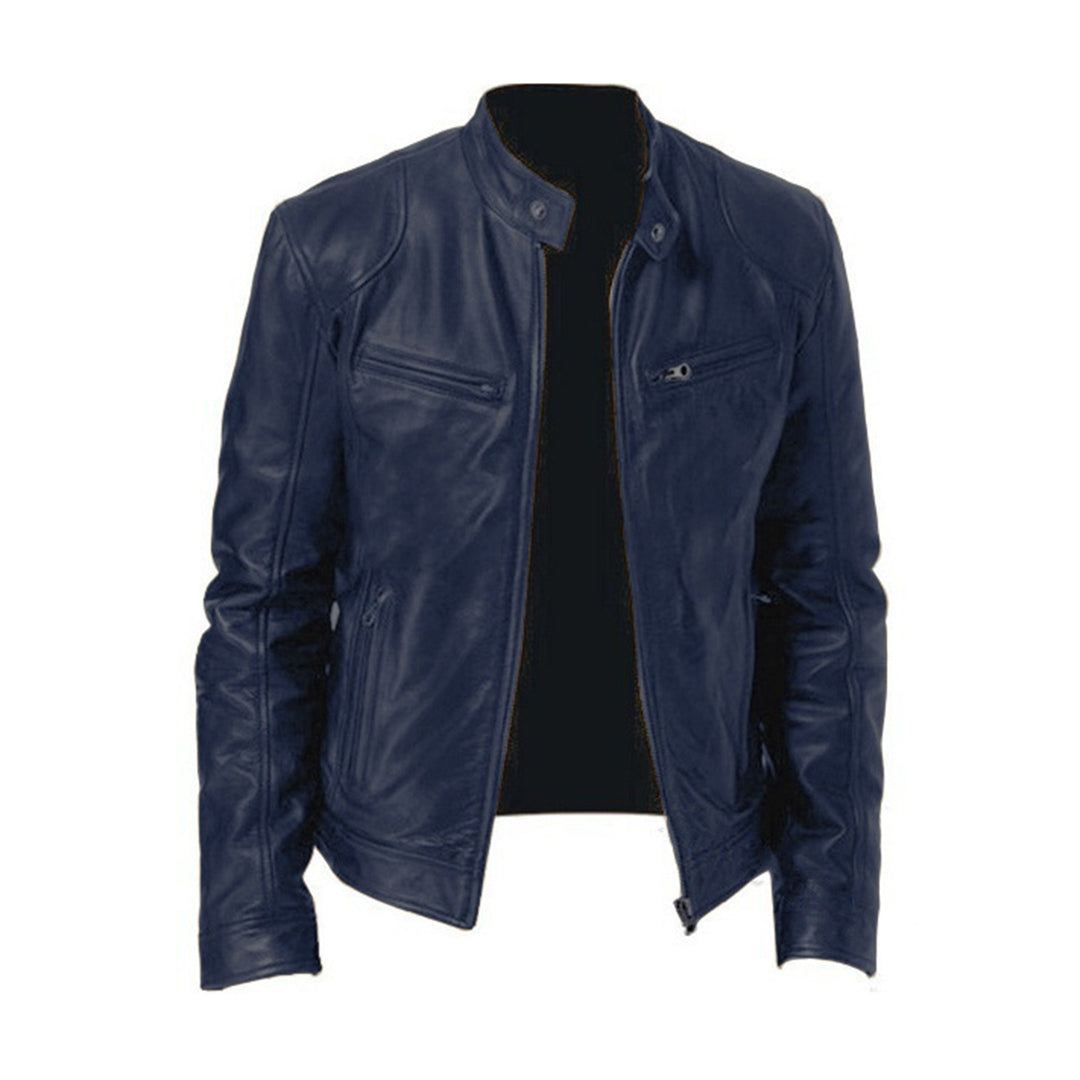 Herren-Motorradjacke mit Reissverschlusstaschen