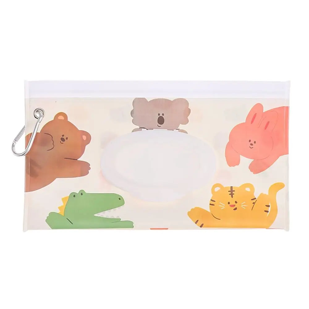 Tragbare Baby-Feuchttüchertasche mit Druckknopfschlaufe und Klappdeckel