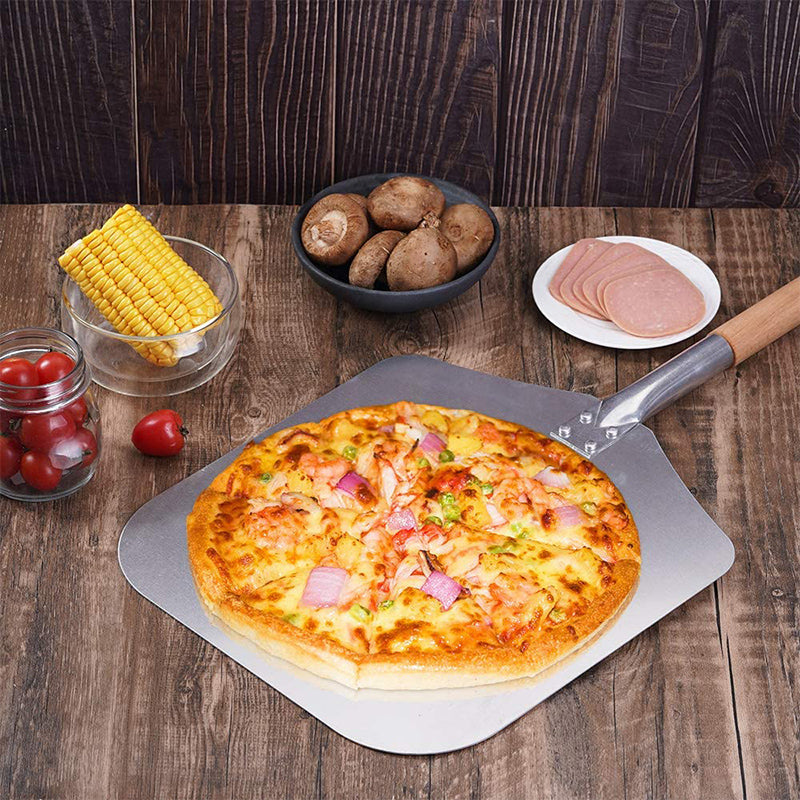 Langer Metall-Pizzaschieber mit doppeltem Holzgriff