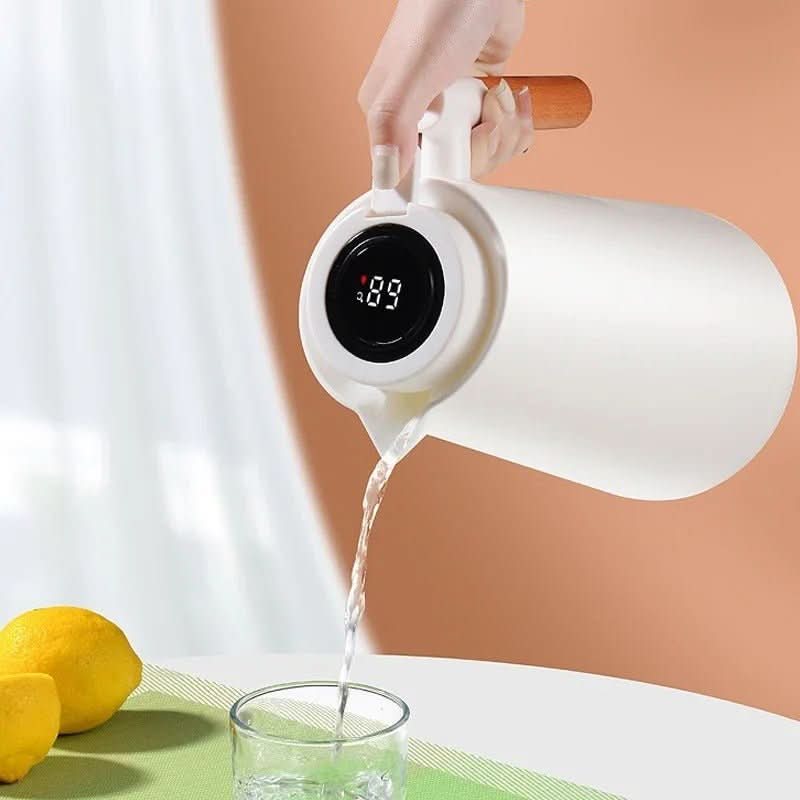 Wärmeisolierte Thermoskanne aus Edelstahl mit Thermometer – elegant und funktional 1 L