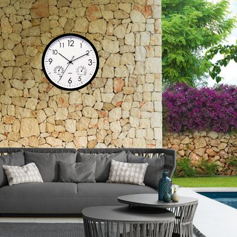 Wetterfeste Outdoor-Gartenuhr mit Thermometer