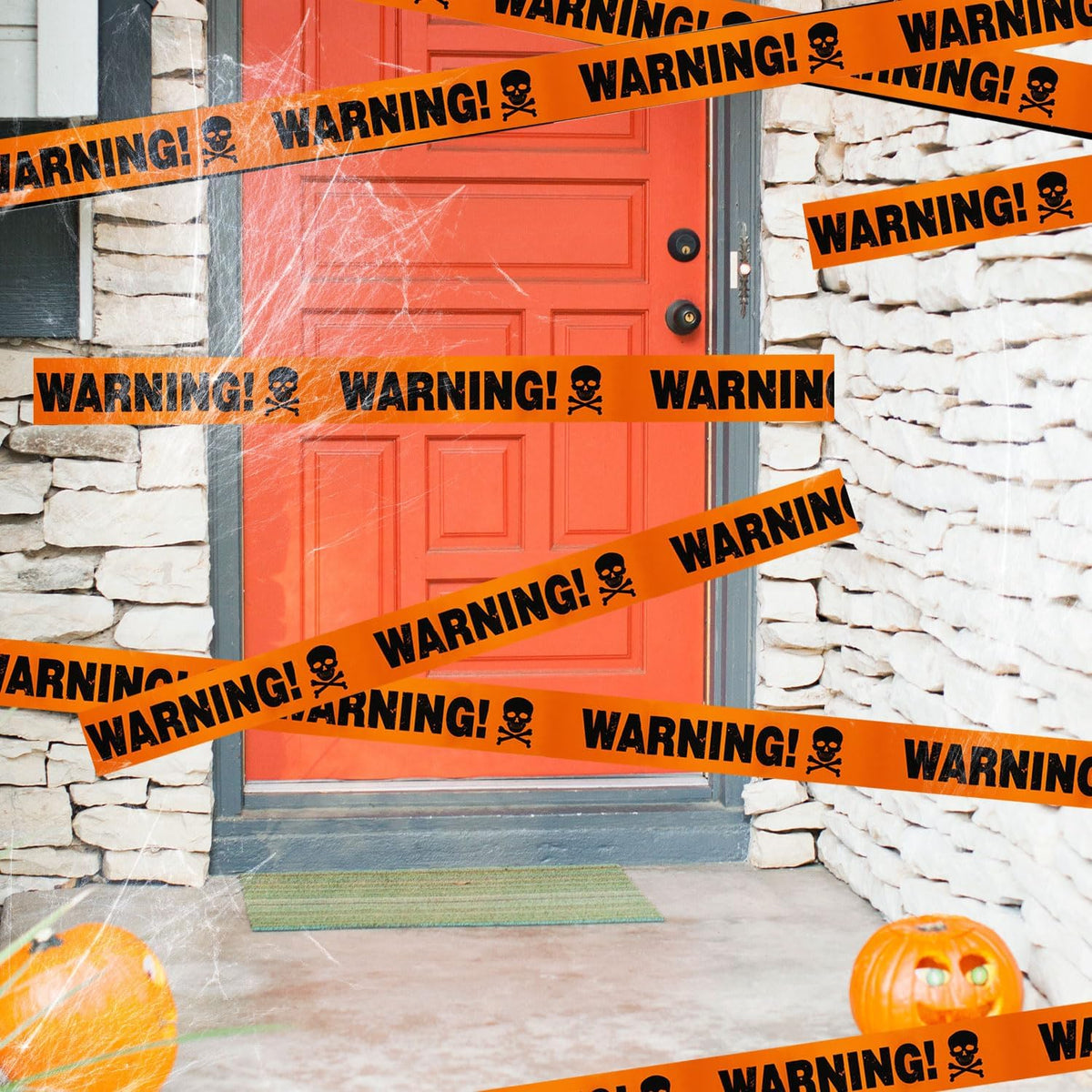 Gruseliges Halloween-Totenkopf-Banner - Absperrband-Dekoration aus Kunststoff