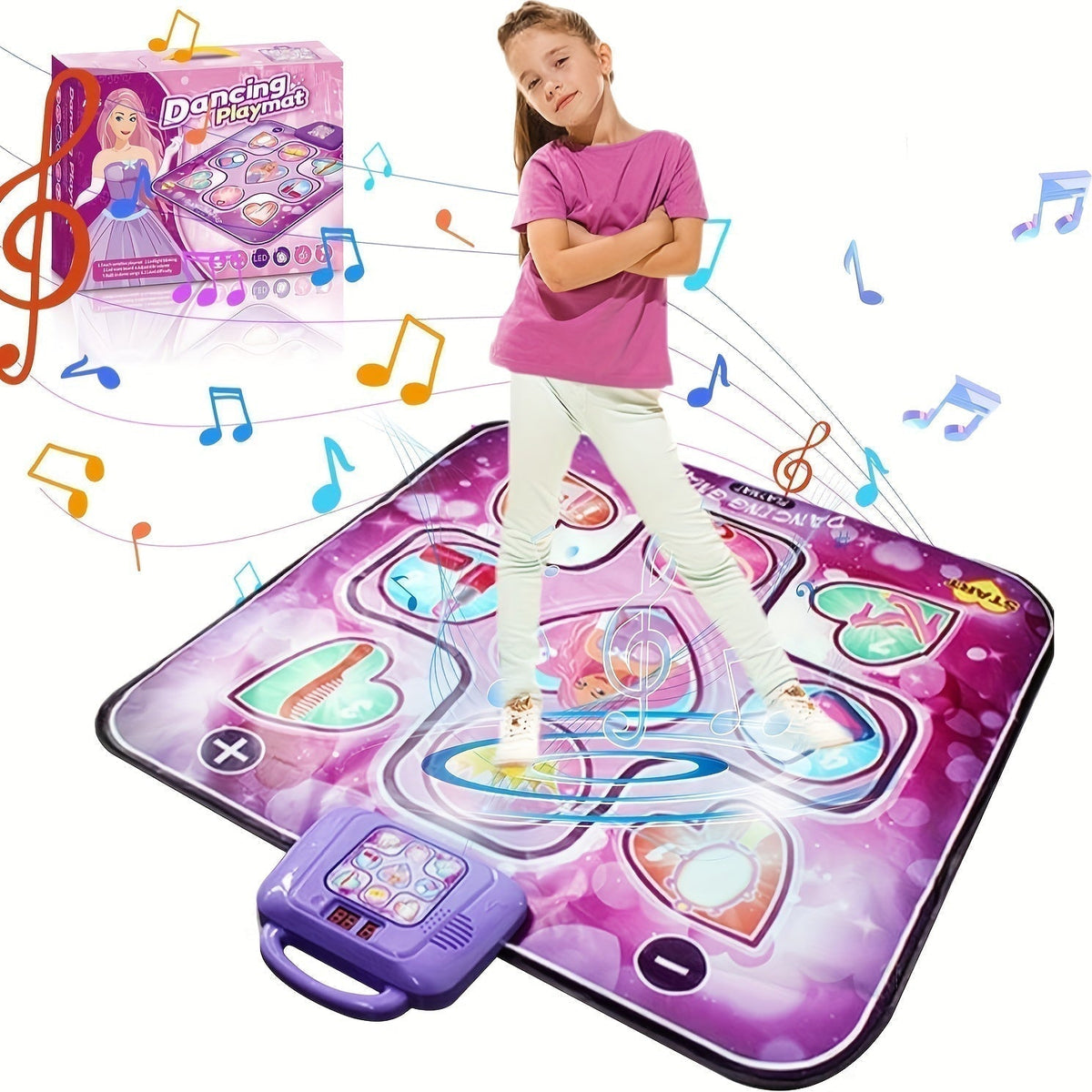 Interaktive Tanzmatte für Kinder in Pink mit Punkteanzeige – Musikmatte für rhythmischen Tanzspass für Mädchen