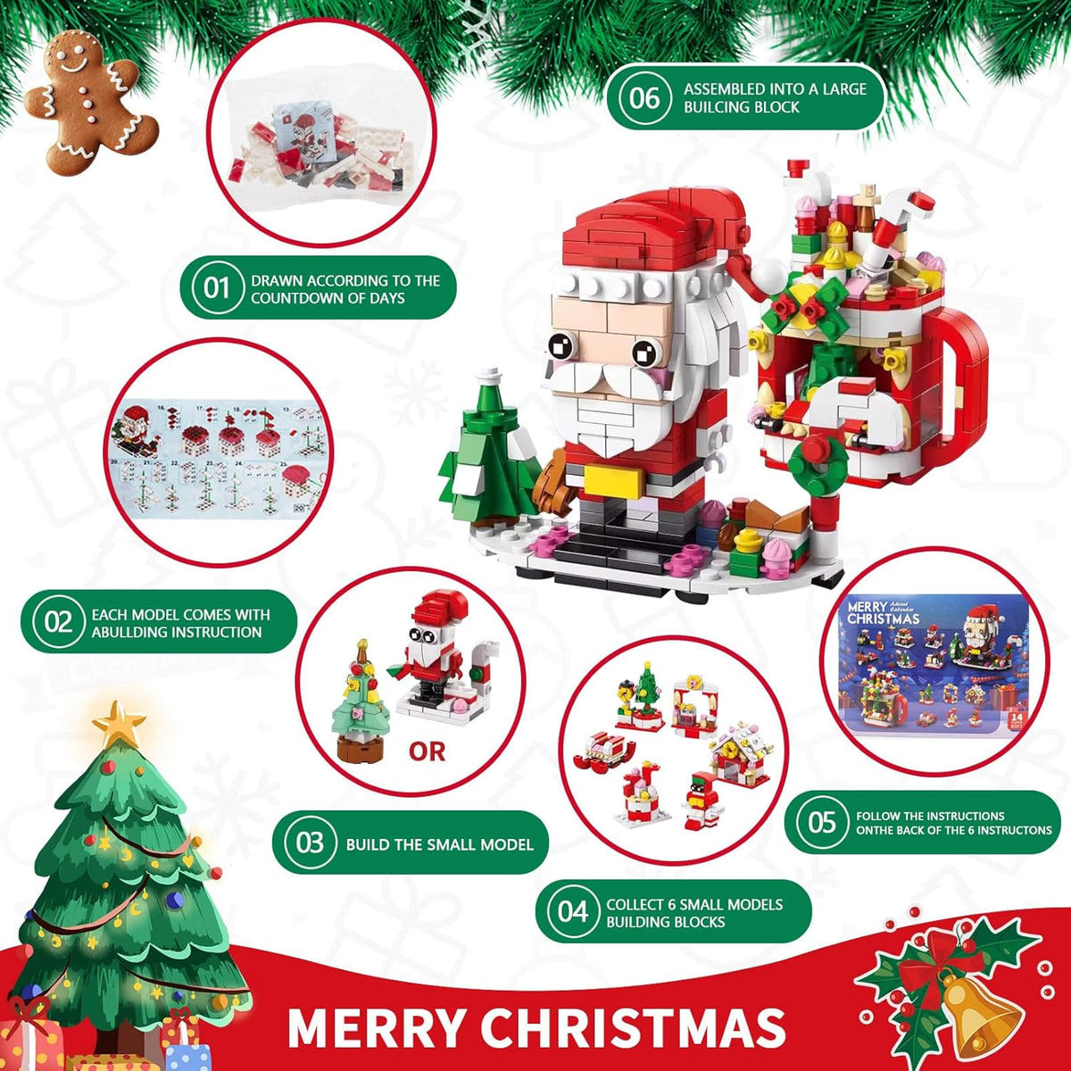 Weihnachts-Adventskalender-Bausteinset