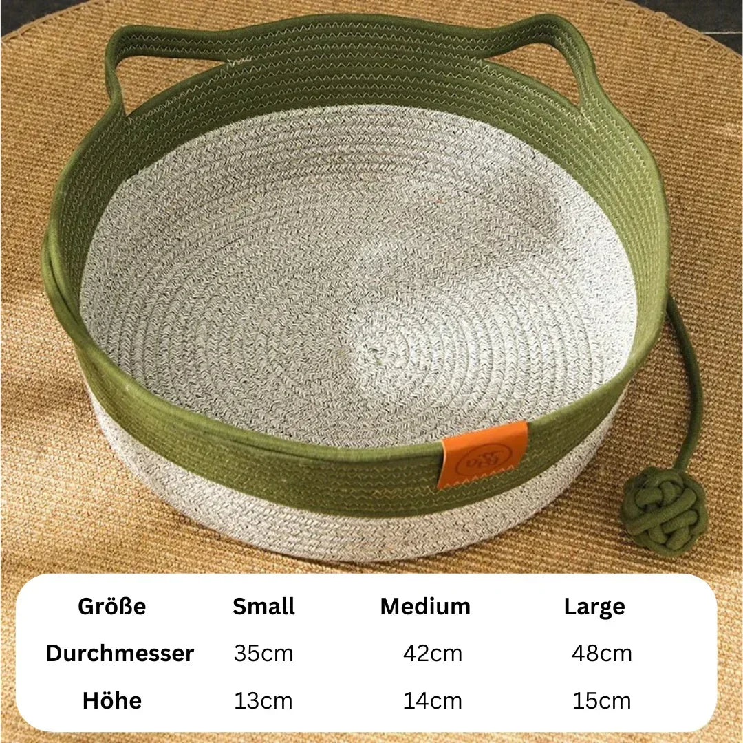 Bequemes, handgeflochtenes Katzenbett aus Baumwollseil