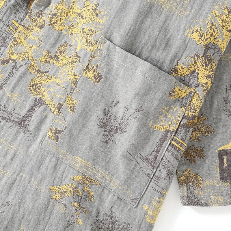 Kimono-Pyjama-Set aus Baumwolle im künstlerischen Aquarelldesign für entspannten Komfort zu Hause