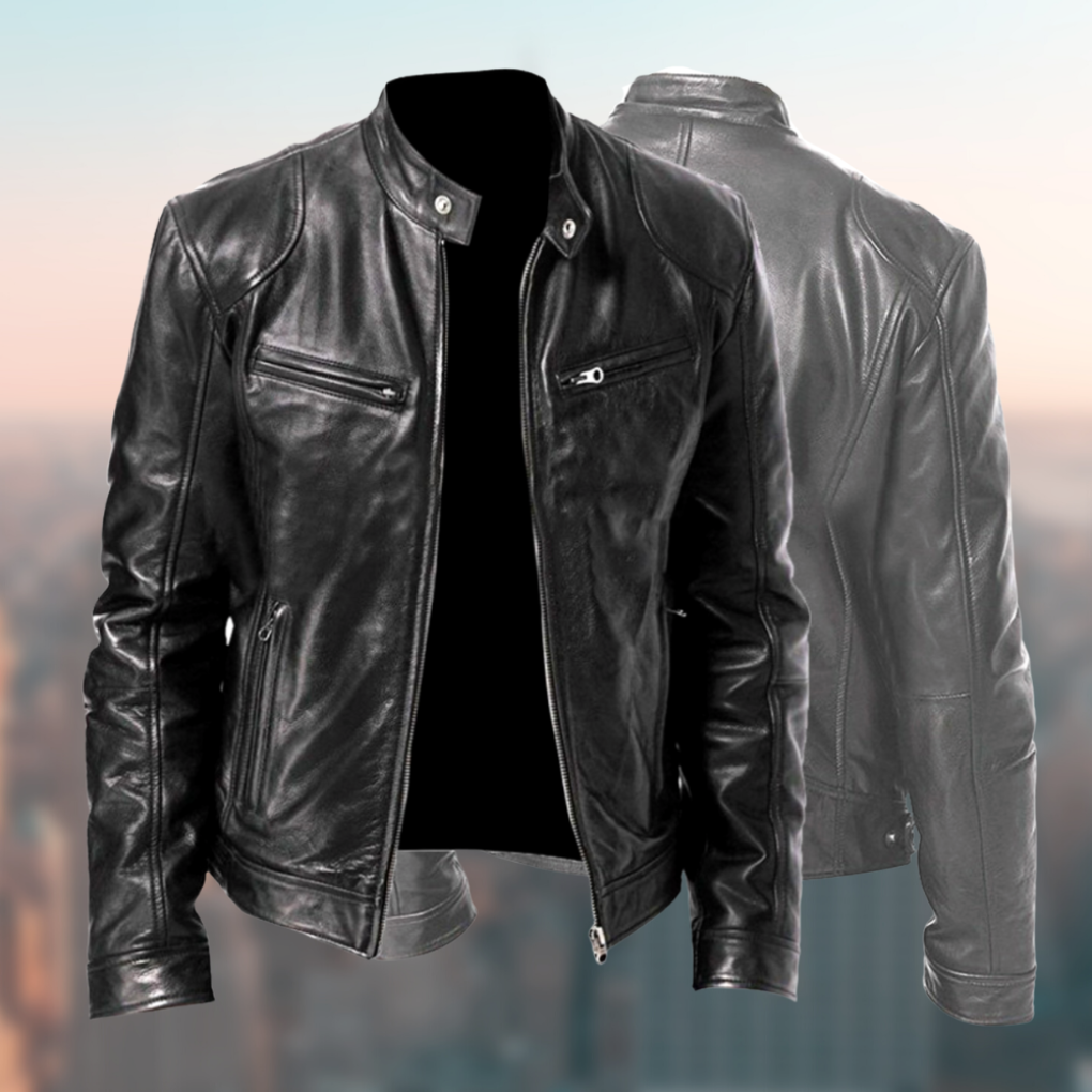 Klassische Cafe-Racer-Kunstlederjacke für Herren