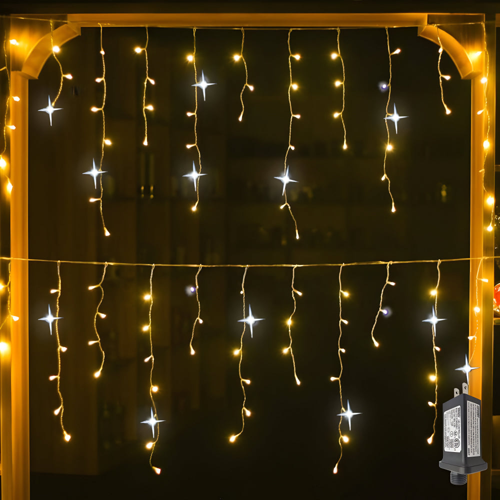 Warmweisser wasserdichter LED-Lichtervorhang für aussen