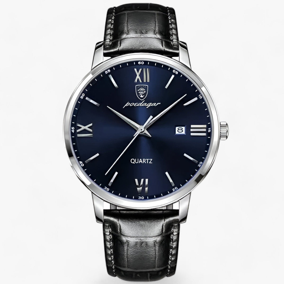 Luxus-Herrenarmbanduhr mit Lederarmband