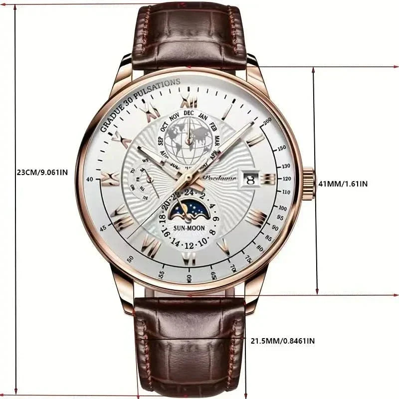 Luxus mechanische Herrenarmbanduhr mit Mondphasenanzeige
