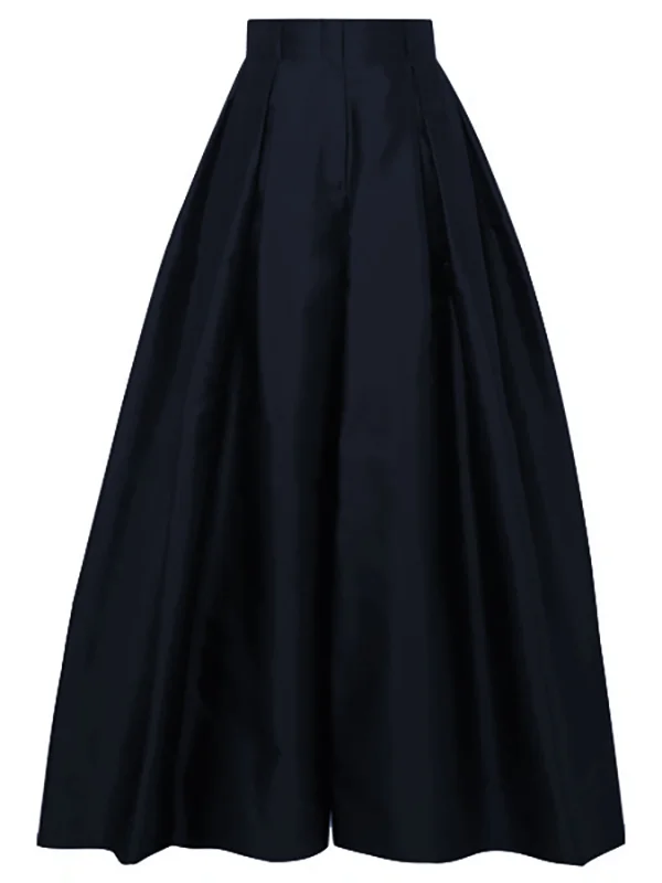 Damenhose mit hoher Taille und weitem Bein in Dunkelblau