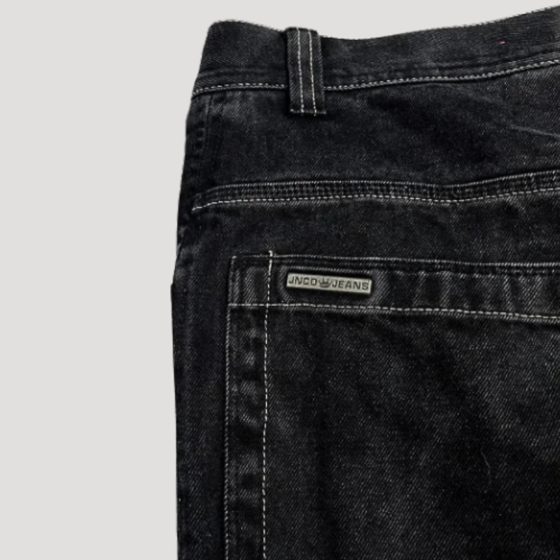 Schwarze Jeans mit hoher Taille und weitem Bein