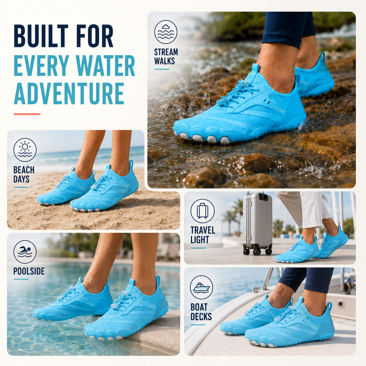 Barfuss-Wasserschuhe | Schnelltrocknende, rutschfeste Strandschuhe