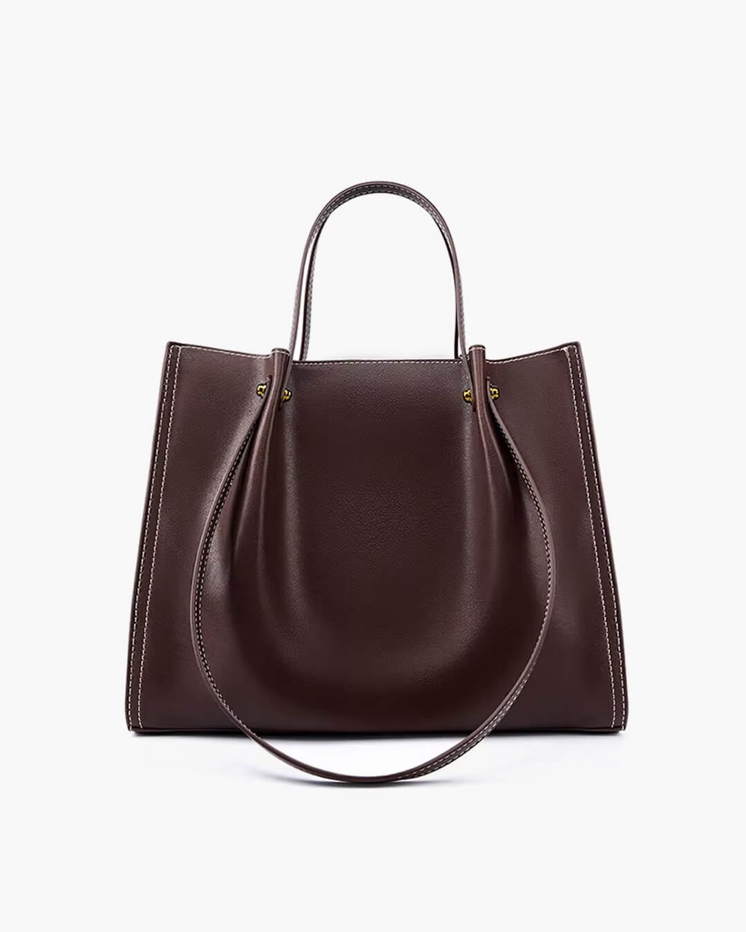 Minimalistische Tote Bag aus veganem Leder mit Kontrastnähten