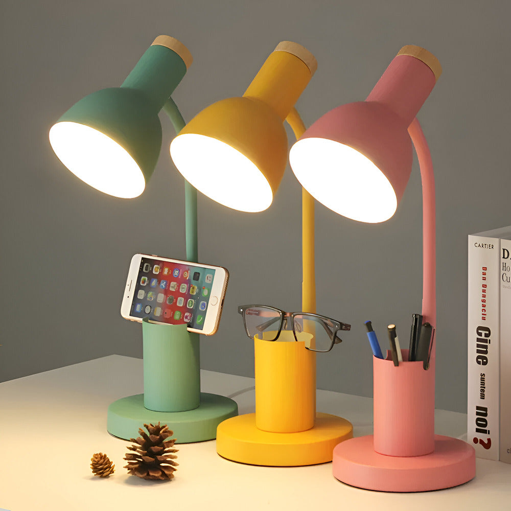 Moderne nordische LED-Tischlampe mit stilvollem Stifthalter - augenschonende Beleuchtung fürs Büro, zum Lesen und für die Heimdekoration